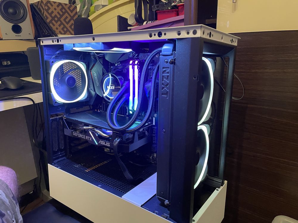 Komputer stacjonarny # RYZEN, Aorus Elite, RTX, 32 GB, NZXT,  34” #