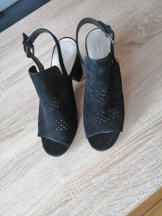 5th Avenue sandały botki 39 40 37 zamsz skóra czarne