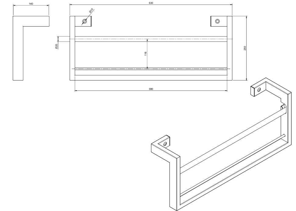 Uchwyt dyspenser do folii stretch strecz do mocowania do ściany 590 mm