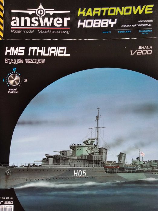 Model kartonowy niszczyciel HMS Ithuriel, Answer, 1:200