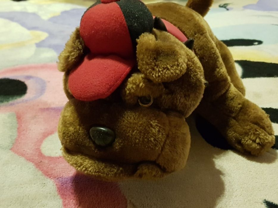 Pluszowy pies z czapką pluszak piesek