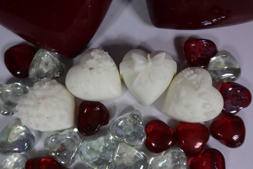 Zestaw czterech świec - serca