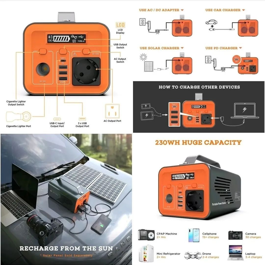 Новая Портативная электростанция NOVOO ESS 230W 62400мАч 220В