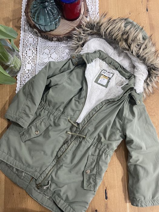 Kurtka parka ocieplana H&M khaki 122