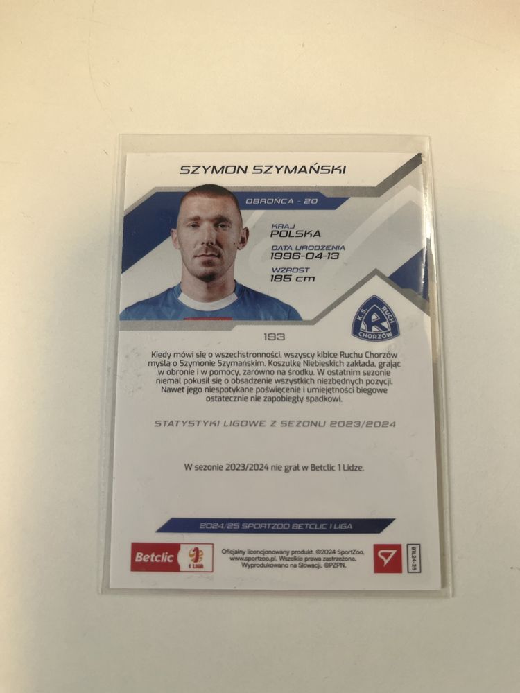 Karta Szymon Szymanski Ruch Chorzów /10 FIRST MADE!