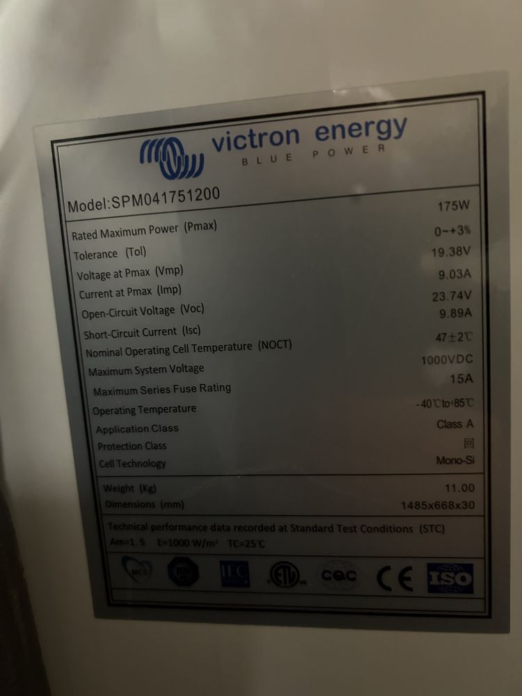Монокристалічна сонячна панель Victron Energy 175W-12V