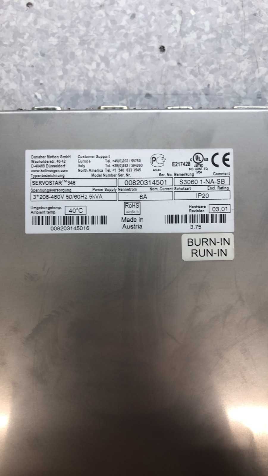 Серводрайвер(сервомотор) Kollmorgen SERVOSTAR 346 4kW