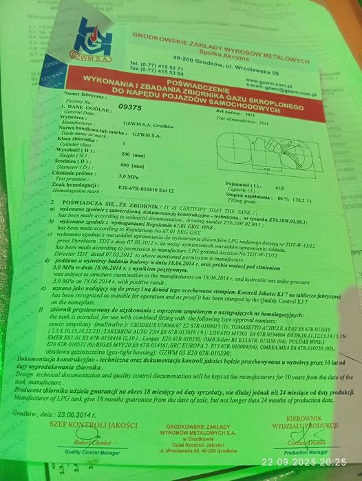 Butla gazowa samochodowa