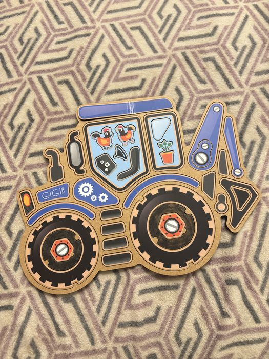 Синій трактор деревʼяний пазл