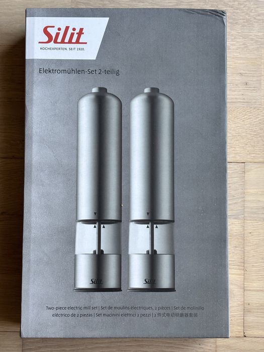 Młynki elektryczne Silit do przypraw sól zestaw 2szt z bateriami