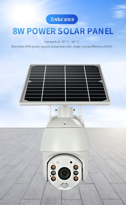 Câmara Painel Solar 8W 360º 1080p Wifi Visão Noturna prova d'água NOVA