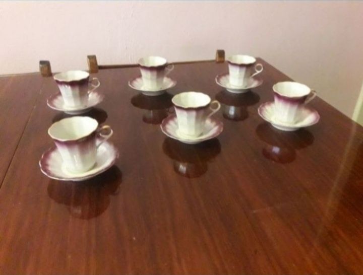 Изящный набор кофейных чашек с блюдцами (кофейный набор) на 6 персон