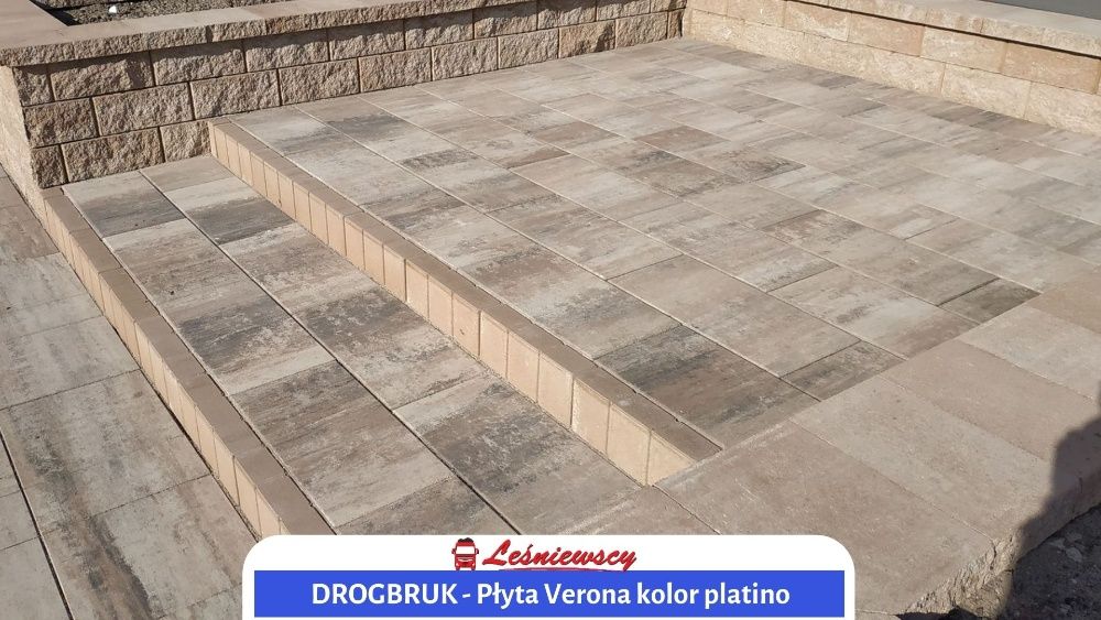Kostka brukowa płyta tarasowa NOWOCZESNA Drogbruk-Verona kolor Platino