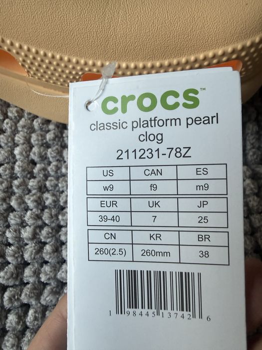 Klapki damskie Crocs Platform Pearl r. 39-40 d. 9 Nowe Platforma