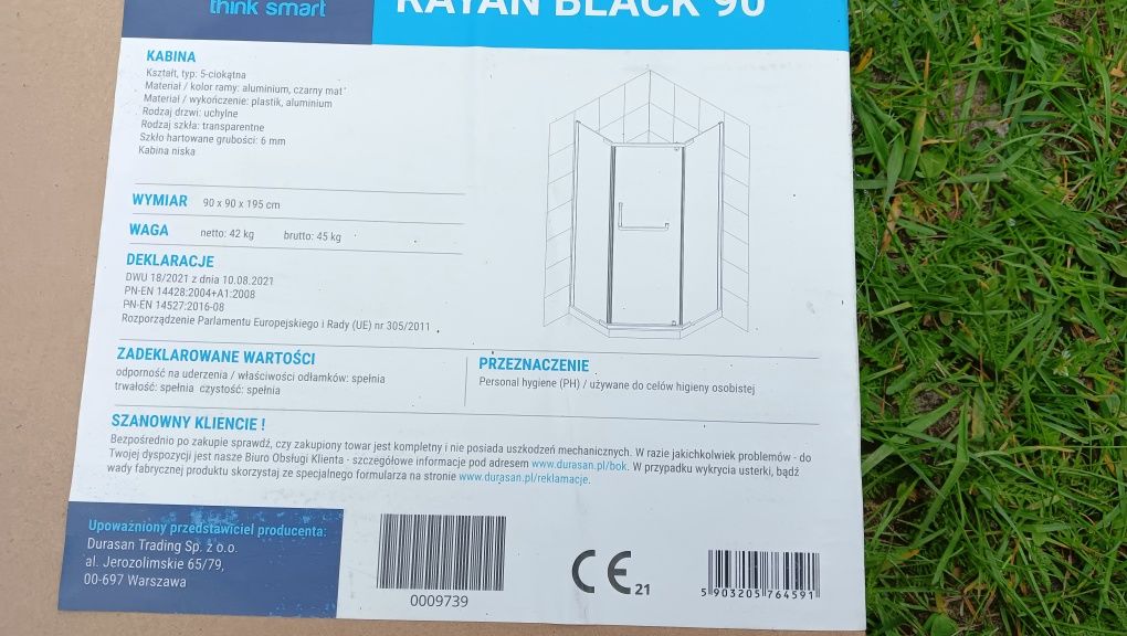 Kabina prysznicowa pięciokątna duranan Rayman 90 czarna
