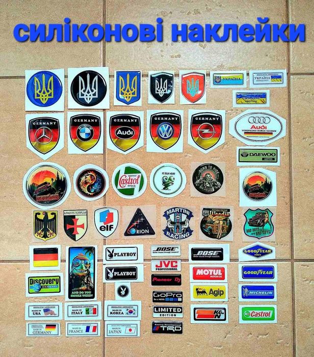 Наклейки виниловые, силиконовые, металлические для телефона, ноутбука,