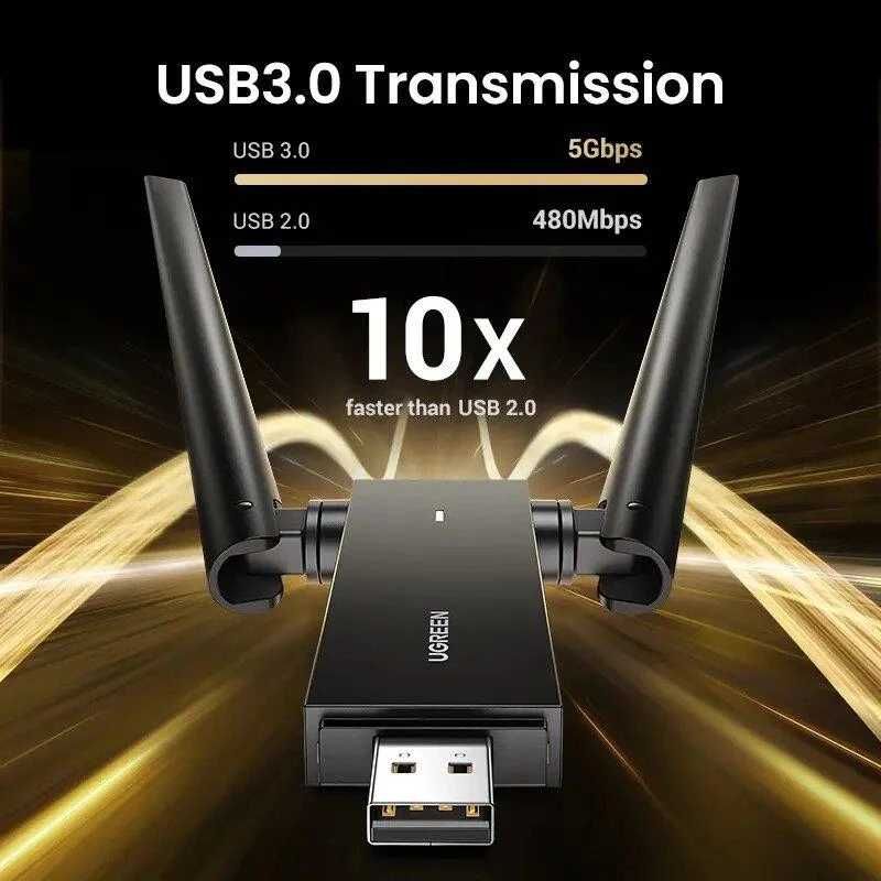 Беспроводной Wifi Адаптер USB UGREEN CM493 Wi-Fi AC1300 (50341)