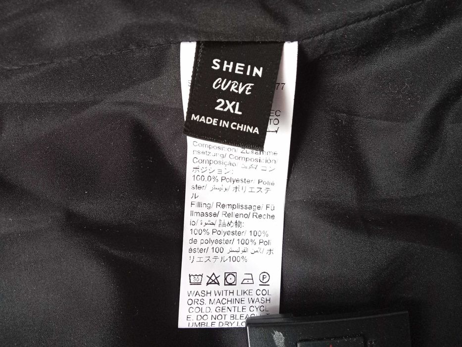 Kurtka -płaszcz, czarna, rozmiar 2XL, Shein