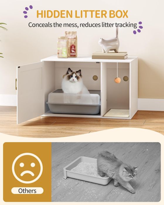 Szafka na kuwetę dla kota domek stolik boczny BOHO 50x80x50 cm WADA