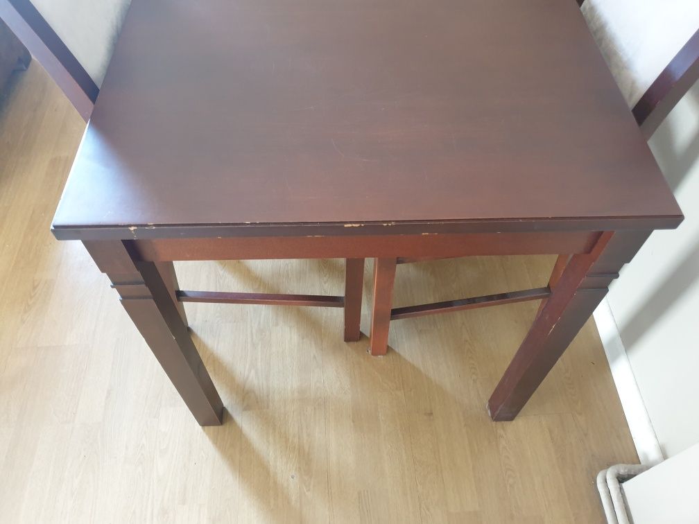 Stół  drewniany rozkładany + 6 krzeseł - porządny, solidny zestaw!