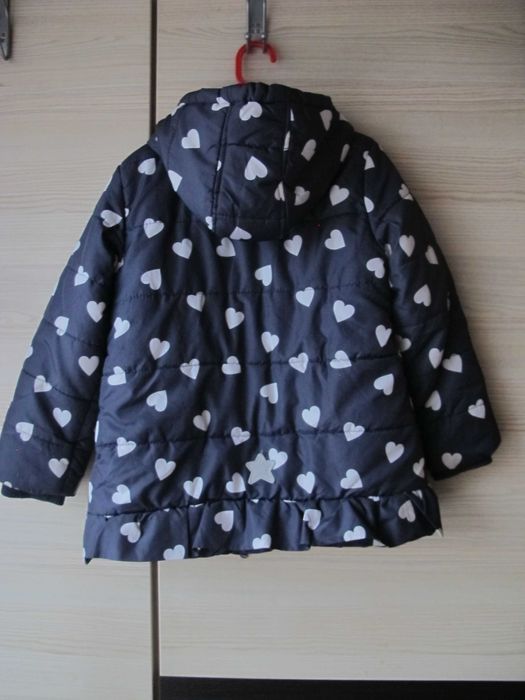 kurtka zimowa dziewczynka 116/122 granat serduszka 5.10.15 zima ciepła
