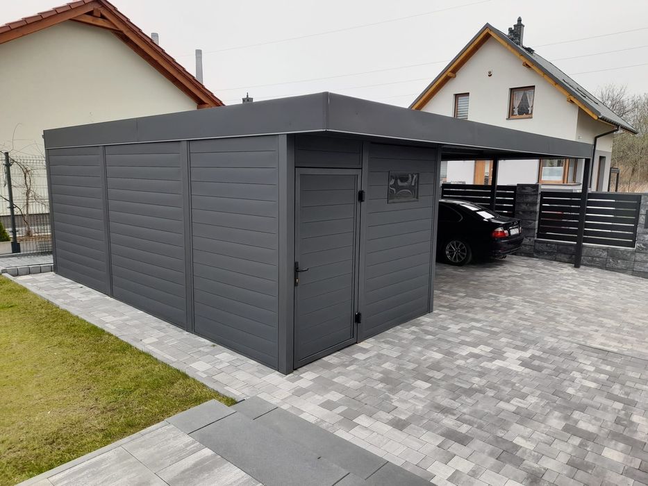 Nowoczesna wiata garażowa, carport