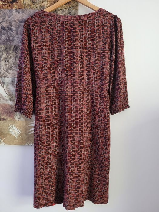 Ceglana wiązana pod biustem sukienka EDC 42 XL retro vintage boho styl