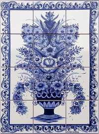 Azulejos Gravura de Buquê de Flores Arranjo Floral Imagem Painéis