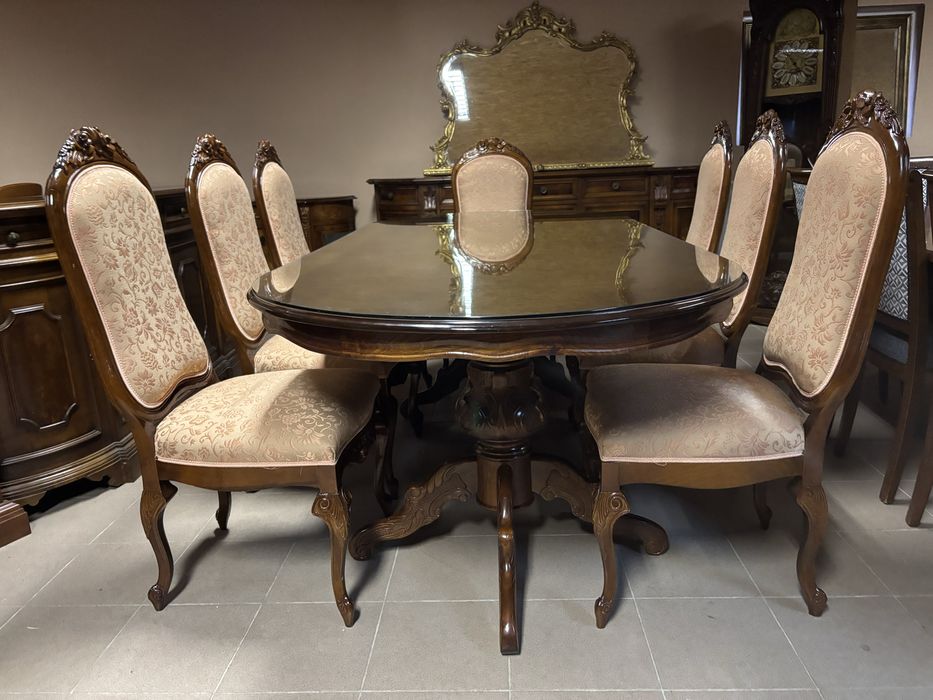 Piękny Włoski Stół 240 cm 8 Krzeseł / Foteli Meble Stylowe Italy