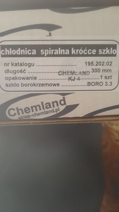 Chlodnica spiralna króćce  szkło