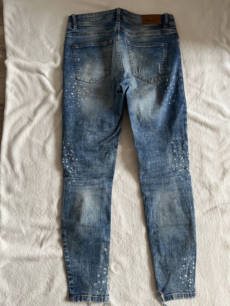 diverse spodnie jeansy skinny z dziurami i kropkami 34