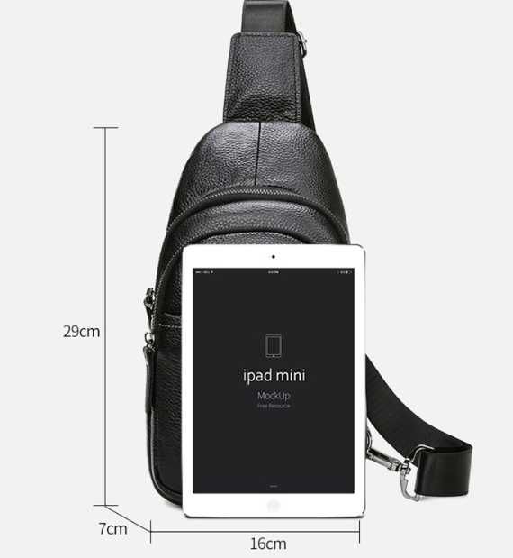 Чоловіча кожаная мужская бананка слінг сумка нагрудна з шкіри кожи