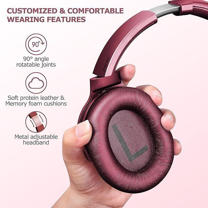Zihnic Pn9 Słuchawki Bluetooth Anc Hi-Fi 40H Mikrofon Czerwone