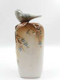 Piękny porcelanowy wazon z ptaszkiem Połonne