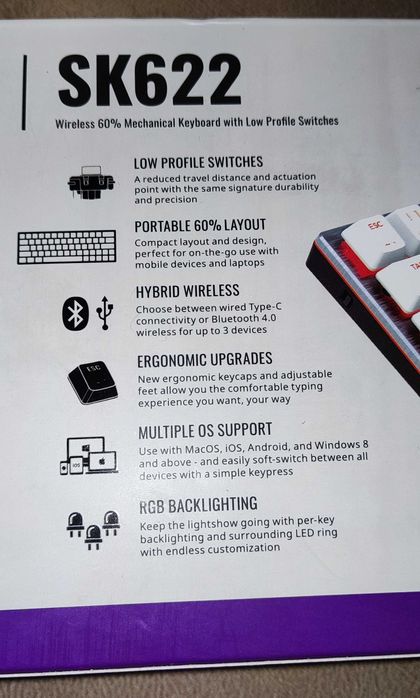 Клавиатура Cooler Master SK622 Silver White механика Brown Switch 1шт