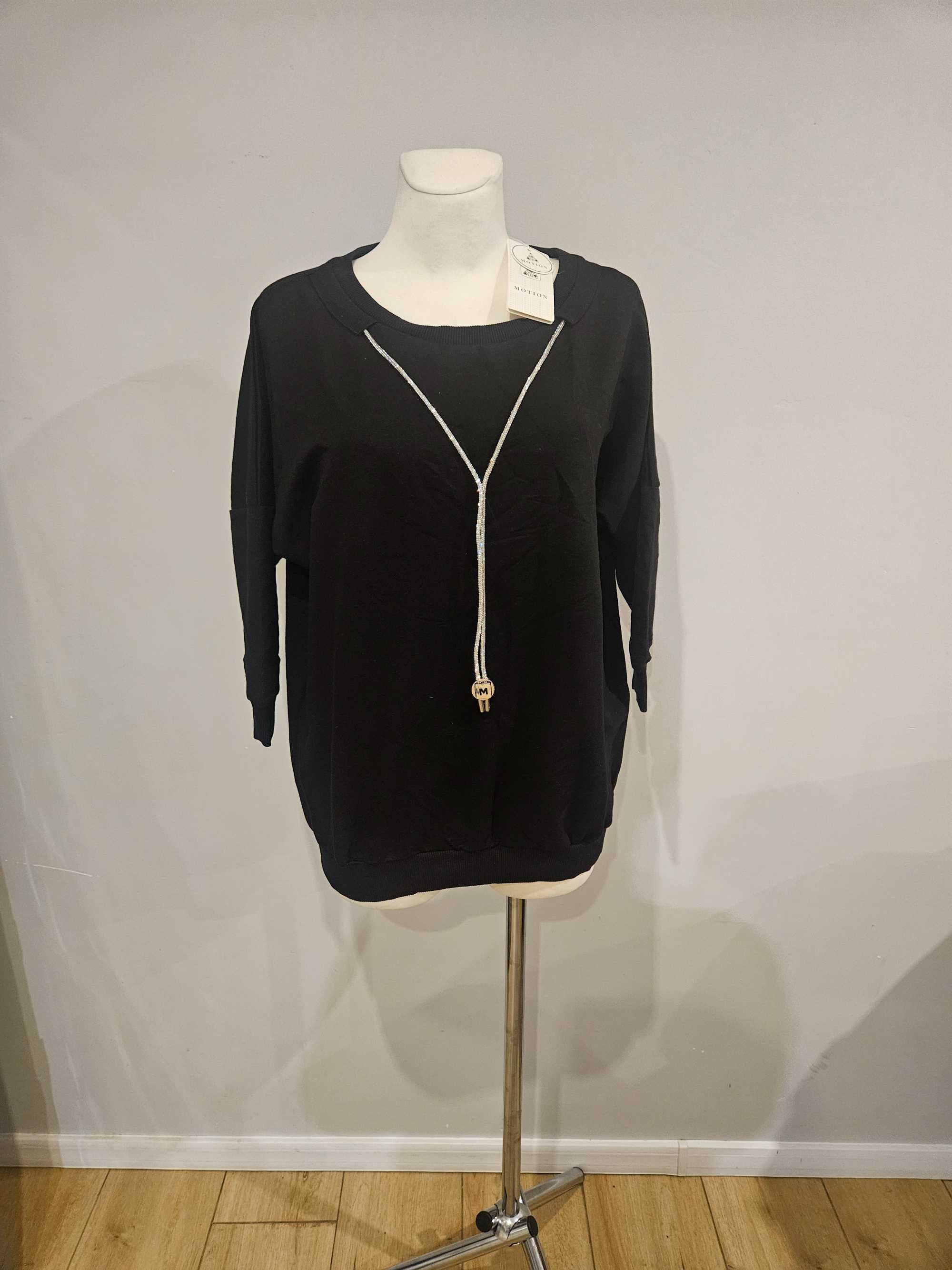 Bluza czarna srebrny lancuszek m nowa z metką