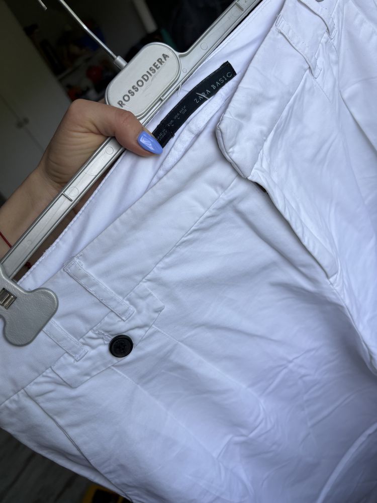 Zara basic chinos chinosy białe materiałowe eleganckie spodnie 40 L