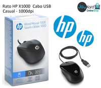 Rato HP X1000 (Cabo USB - Casual - 1000dpi - Preto)