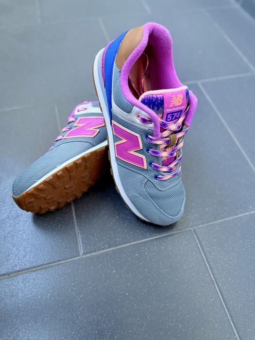 Жіночі кросівки New Balance 574 сіро-рожеві оригінал EU37 (9.5/10)