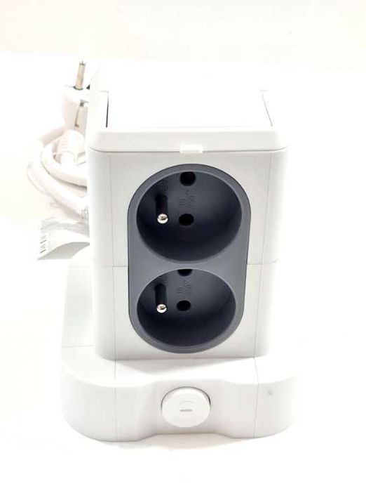 Przedłużacz kostka PRO-MAX 8 gniazd + 2x USB biały