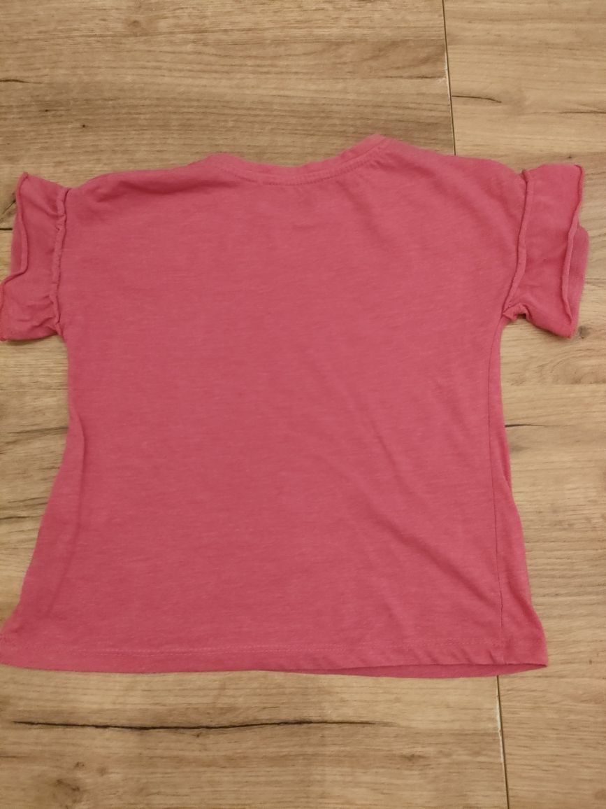 T-shirt Basic różowy 104 Reserved z falbanką