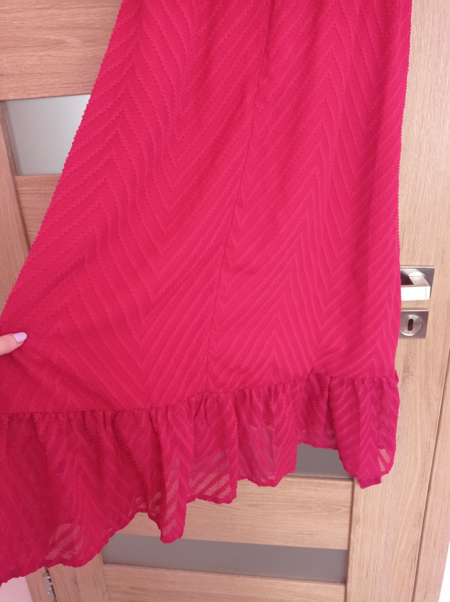 Shein nowa czerwona sukienka letnia midi S 36