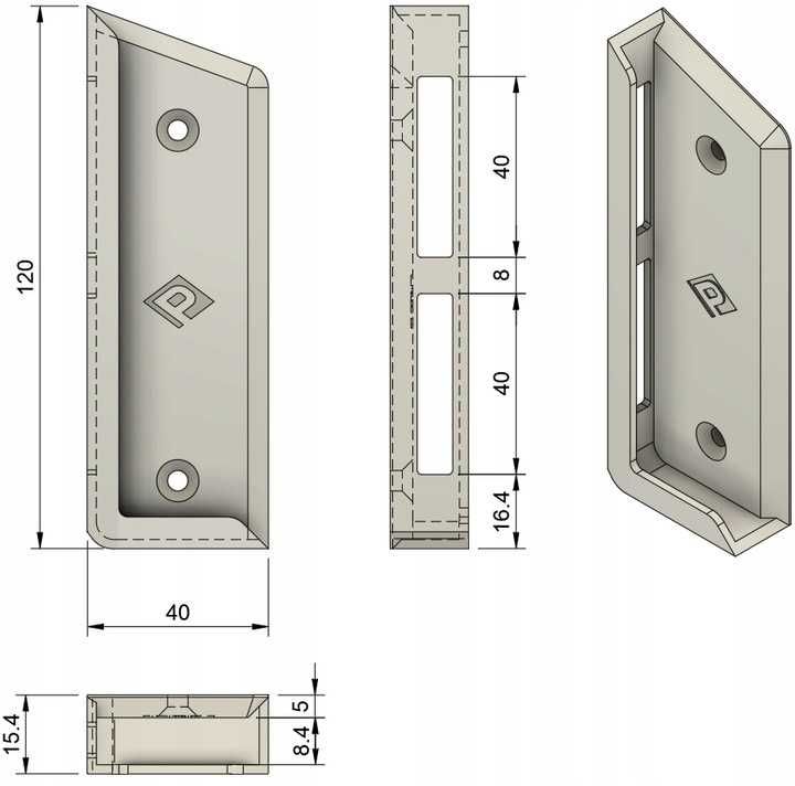 OUTLET Uchwyt PIONOWY na tablet 8mm (biały)