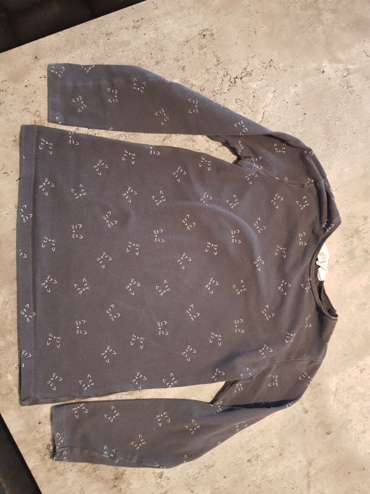 Bluzeczka bluzka H&M 6 lat 122 kotki ciemno szary jersey