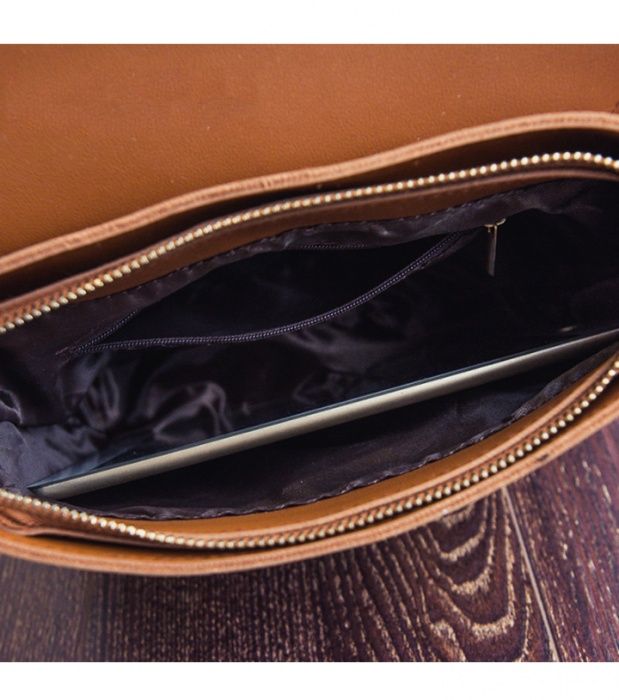 NOWA torebka miękka skóra eko brązowa kolorowy pasek USA jesień