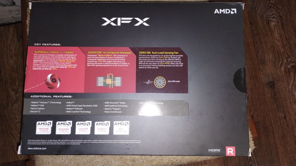 Упаковка (коробка) для видеокарты XFX RADEON RX580 8Gb (RX-580P8DFD6)