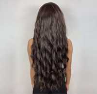 Довга перука коричневе кучеряве волосся
