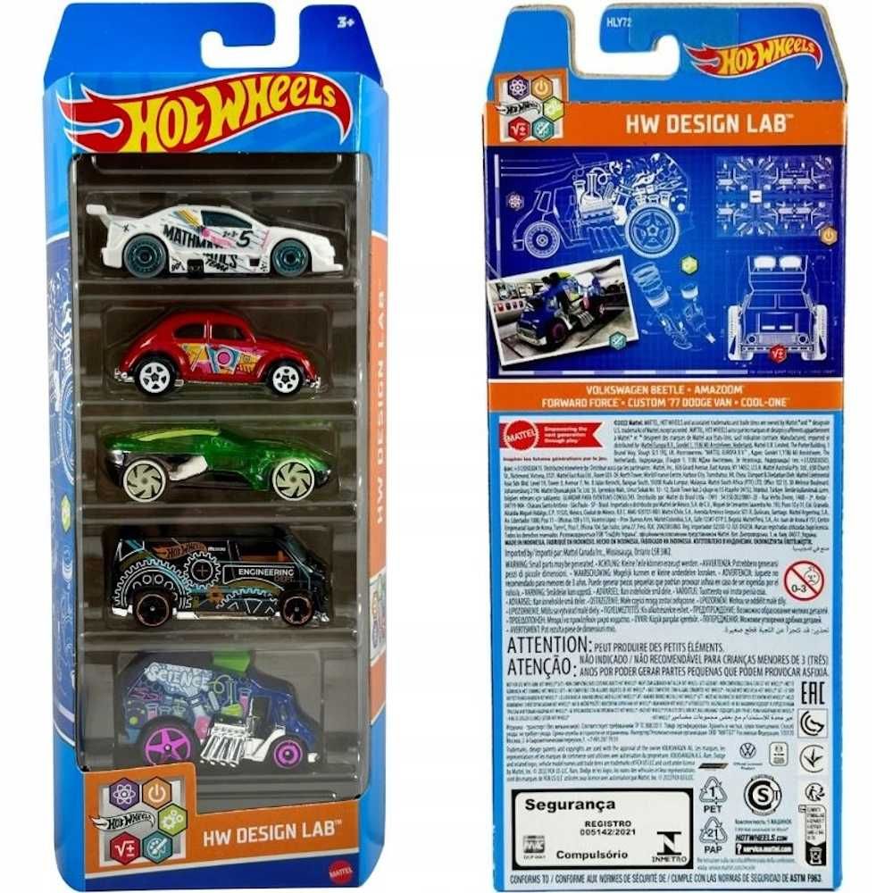 5 szt HOT WHEELS HW Design Lab 5-PAK ZESTAW MATTEL HLY72 auta resoraki