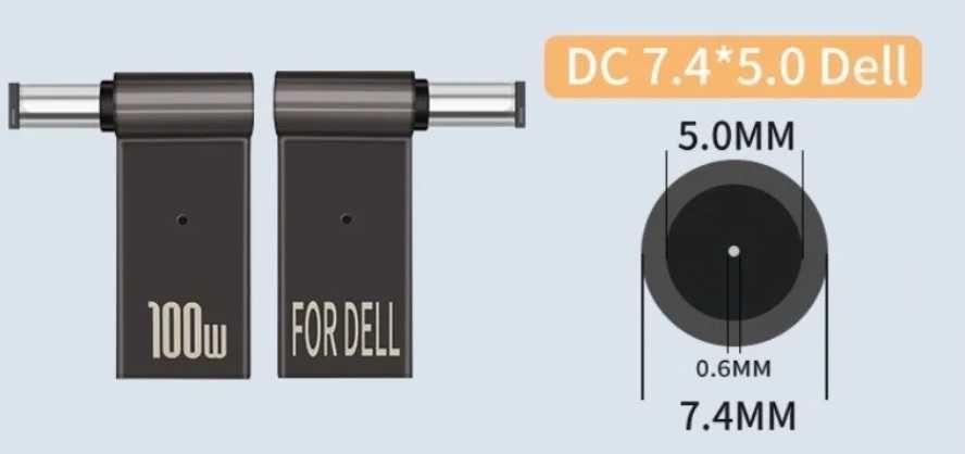 Адаптер для ноутбука DC to Type-C для павербанка переходник Dell HP As