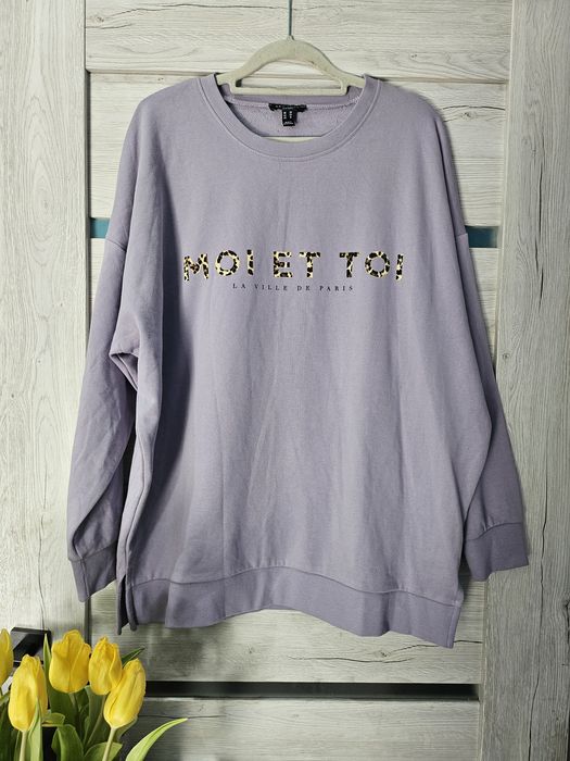 Liljowa Bluza, bez kaptura, napis panterka, rozmiar 4XL/48, plus size